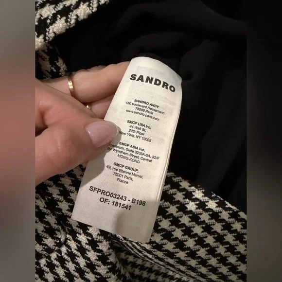 Sandro Short Houndstooth Tweed Dress Size 38 US 6 MSRP: $445 Excellent Condition - Picture 12 of 16